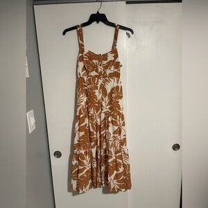 Leaf Print Button-Down Dress